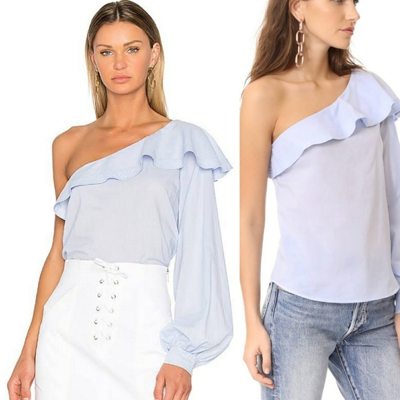 A.L.C. Brielle One-Shoulder blue Poplin Top size 10 NWT - Picture 1 of 12